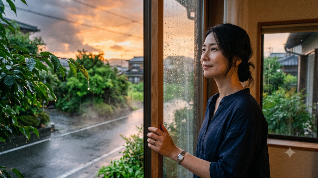 夕立が上がった夕暮れ、彼の本音がにじむ