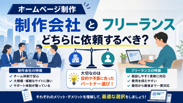 ホームページ制作会社とフリーランス、どちらに依頼するべき？