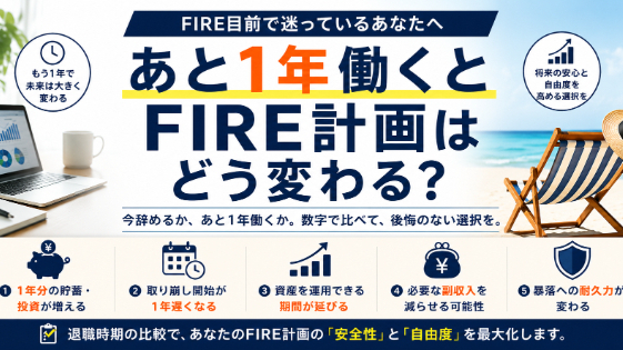 FIRE目前で「あと1年働く」と何が変わる？退職を1年延ばす本当の効果