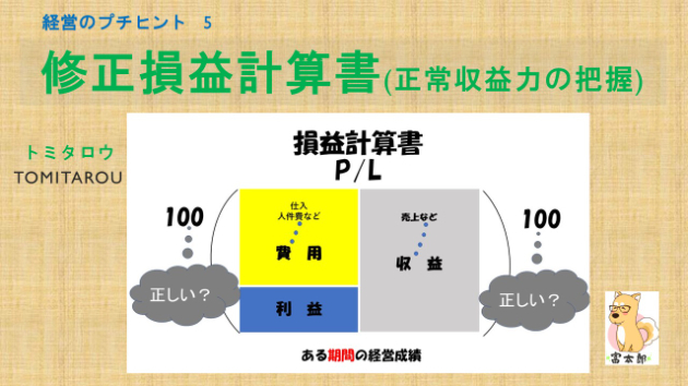 経営のプチヒント　5　『修正損益計算書(正常収益力の把握)』