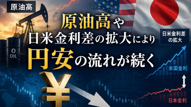 原油高や日米金利差の拡大により円安の流れが続く
