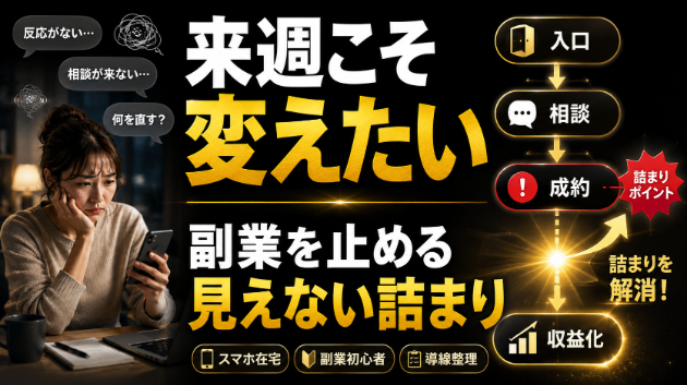 【副業初心者】来週こそ変えたい人へ｜スマホ在宅で収益化を止めている《見えない詰まり》
