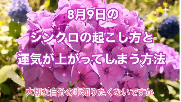 ８月９日のシンクロの起こし方と運気が上がってしまう方法☆彡