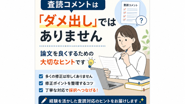 査読コメントは「ダメ出し」ではありません。論文を良くするための大切なヒントです