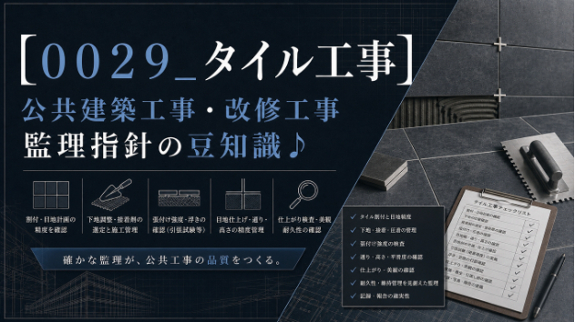 【００２９_タイル工事】公共建築工事・改修工事　監理指針の豆知識♪