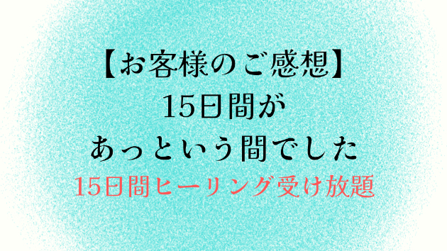 【お客様のご感想】15日間があっという間でした