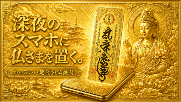 深夜のスマホに仏さまを置く。かっこいい梵語の仏護符をワンコインでプレゼント👼