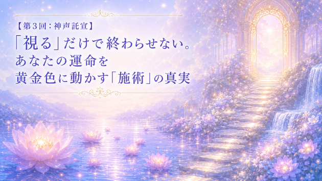 【第3回：神声託宣】「視る」だけで終わらせない。あなたの運命を黄金色に動かす「施術」の真実