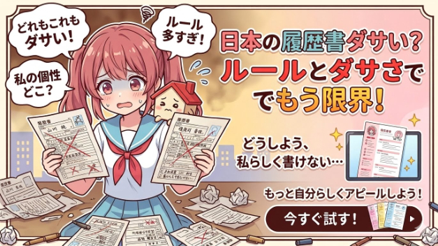 日本語の履歴書はダサいのか？！　　　　　　　　　　　　　　　　　　　　　　　　　　　　　　日本語の履歴書ってここ数十年同じスタイルじゃないですか。