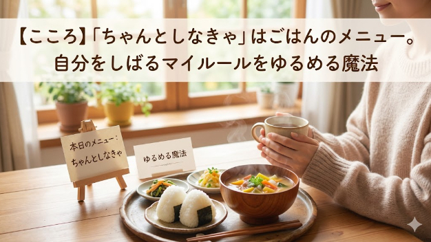 【こころ】「ちゃんとしなきゃ」はごはんのメニュー。自分をしばるマイルールをゆるめる魔法