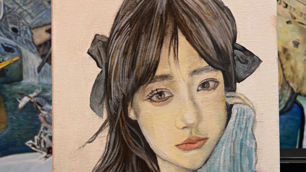 絵画人物モデル 油絵 人物画 10号 F10 額縁付き 人物画を得意と